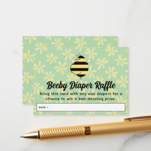 Pregnant Mum Bee Yellow Floral Diaper Raffle Enclosure Card