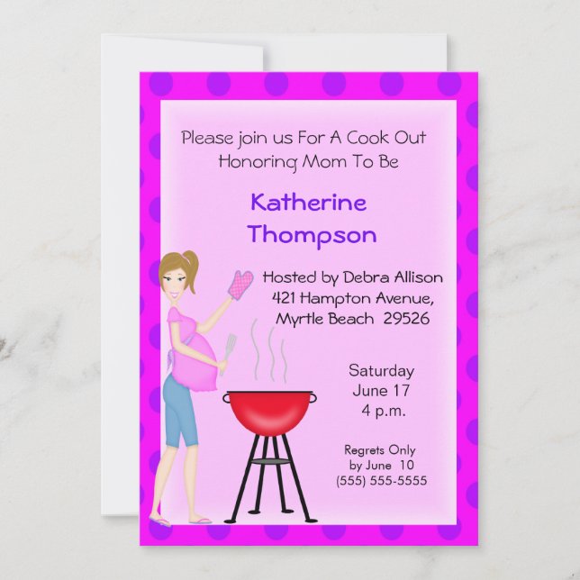 Pregnant Mum Cookout  Invitation (Front)