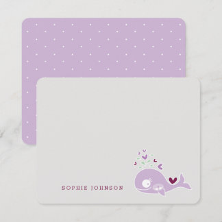 Pregnant Mum Purple Whale Twin Girls Baby Shower Thank You Card