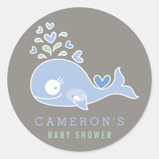 Pregnant Mummy Blue Whale Boy Baby Shower Sticker