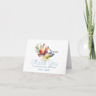 Pregnant & Poolside Boy Baby Shower Thank You Card