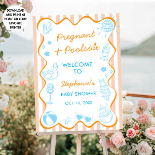 Pregnant & Poolside Summer Pool Party Baby Shower Poster