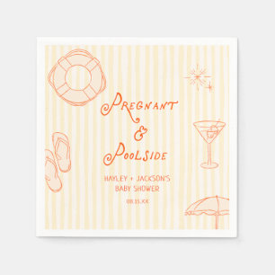 Pregnant Poolside Yellow Baby Shower Napkin