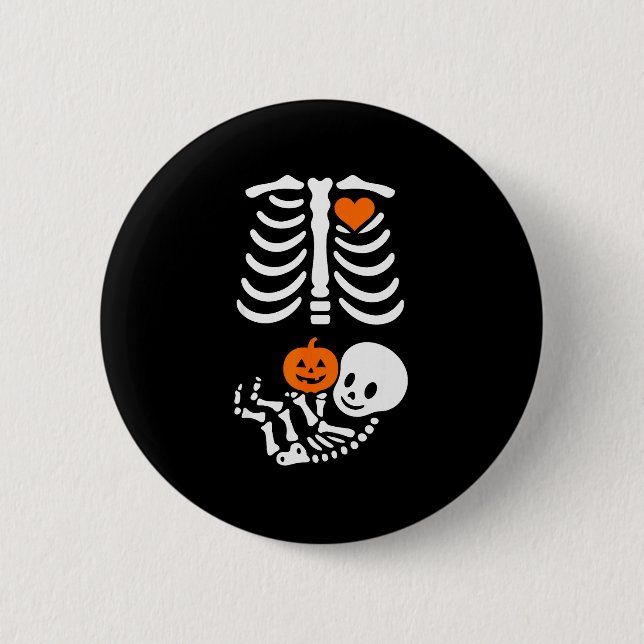 Pregnant Skeleton Baby Bump Funny Halloween Tee  6 Cm Round Badge (Front)
