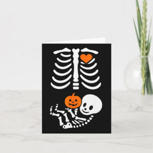Pregnant Skeleton Baby Bump Funny Halloween Tee  Card