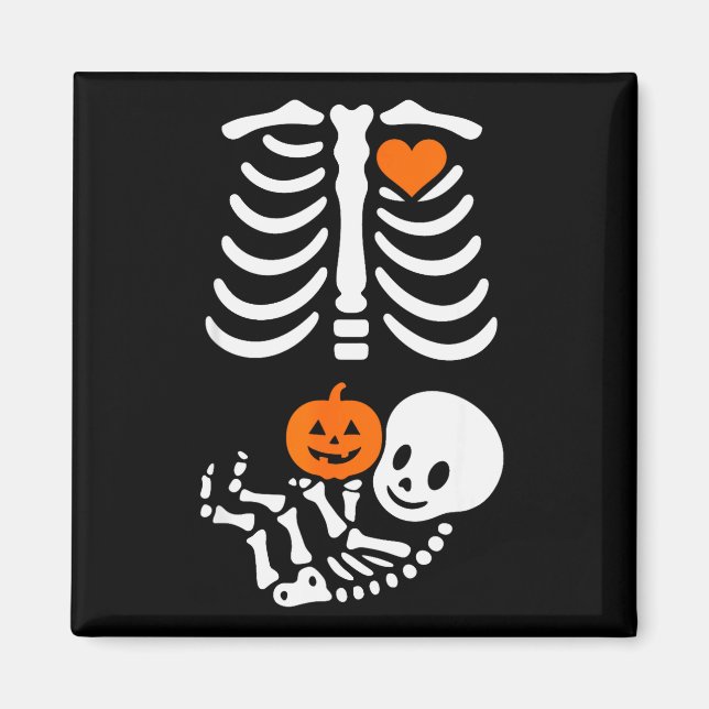 Pregnant Skeleton Baby Bump Funny Halloween Tee  Magnet (Front)