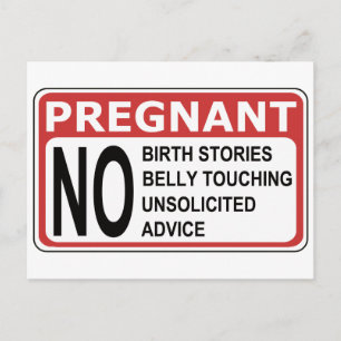 PREGNANT WARNING ANNOUNCEMENT POSTCARD