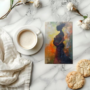 Pregnant Woman Abstract Art Announcement