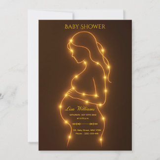Pregnant Woman Baby Shower glowing lights design Invitation