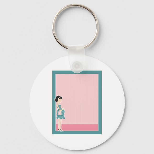 Pregnant Woman Border Key Ring (Front)