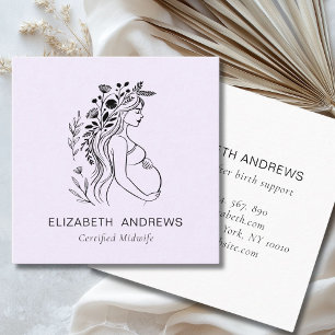 Pregnant Woman Illustration    Doula Midwife  Square Business Card