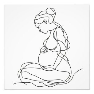 Pregnant Woman Line Art Photo Print