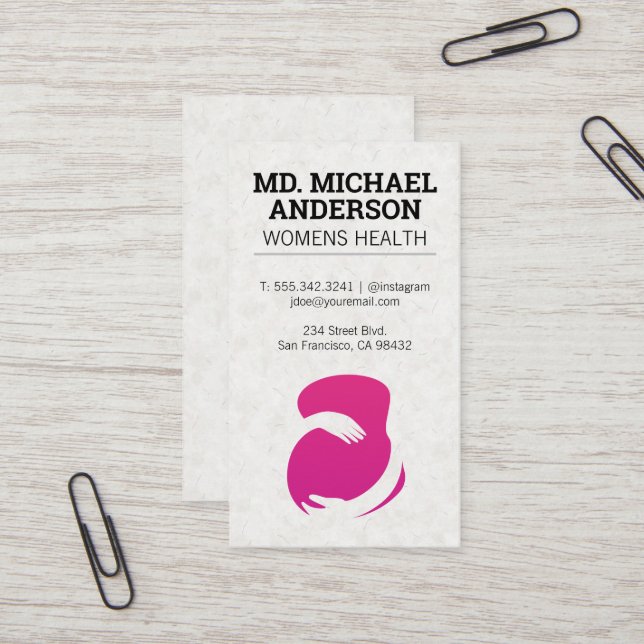 Pregnant Woman Logo | Prenatal Care Business Card (Front/Back In Situ)