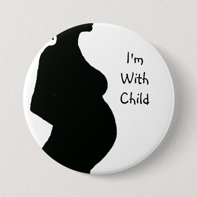 Pregnant Woman Silhouette - With Chld 7.5 Cm Round Badge (Front)