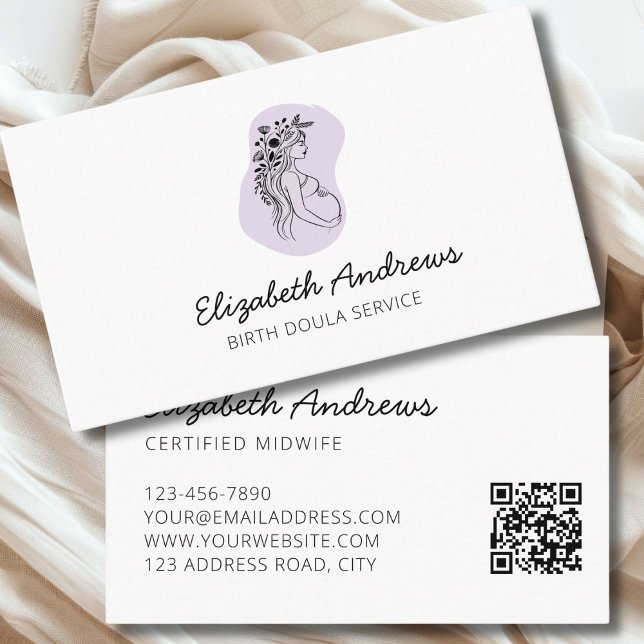 Pregnant Woman-simpel-modern business card (Pregnant Woman Illsutration Boho-simpel-modern Business Cards
)