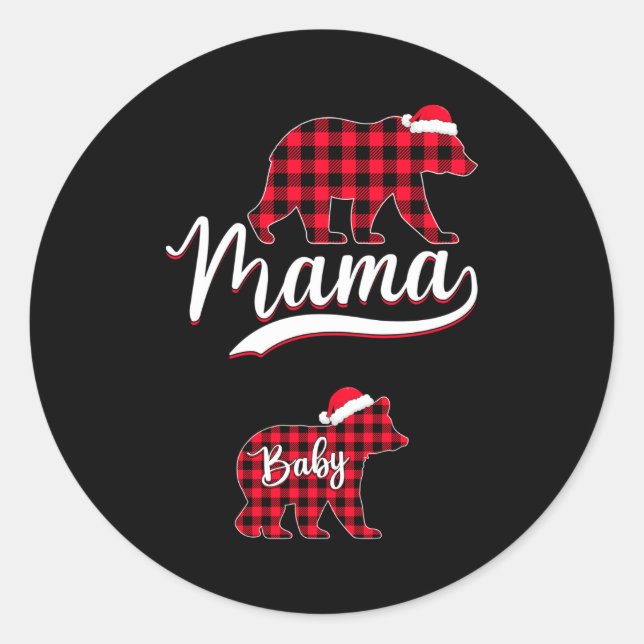 Pregnant Women Mom Mama Bear Pregnancy Christmas P Classic Round Sticker (Front)