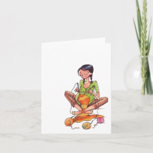 Pregnant Women Sewing Notecard