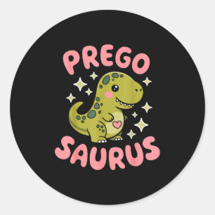 Pregosaurus Cute Retro Mommy Dinosaur Pregnancy An Classic Round Sticker