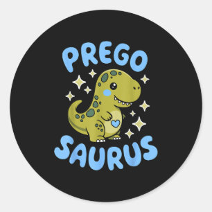 Pregosaurus Cute Retro Mommy Dinosaur Pregnancy An Classic Round Sticker