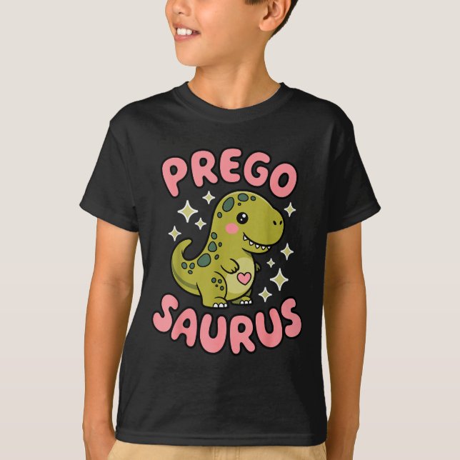 Pregosaurus Cute Retro Mommy Dinosaur Pregnancy An T-Shirt (Front)