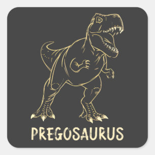 Pregosaurus Funny Pregnancy Announcement Dino Mum Square Sticker