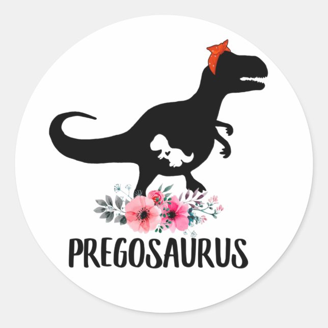 Pregosaurus Funny Pregnancy Gift Classic Round Sticker (Front)