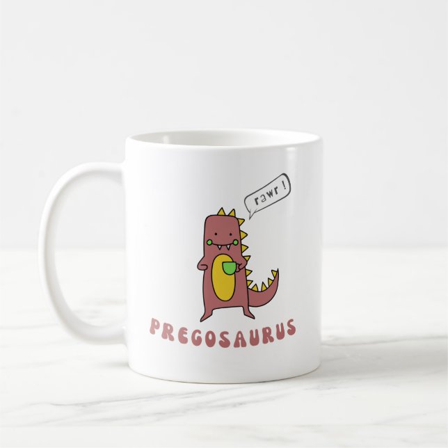 Pregosaurus mug, Gift for soon to be Mum Coffee Mug (Left)