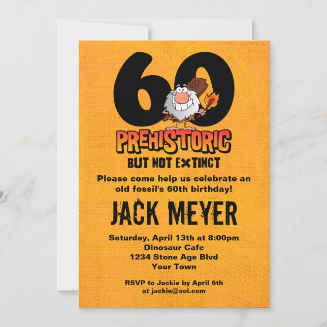 Prehistoric 60th Birthday Invitation (Front)