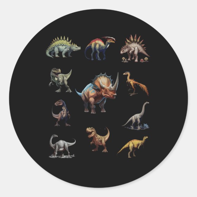 Prehistoric Ancient Dinosaurs Classic Round Sticker (Front)