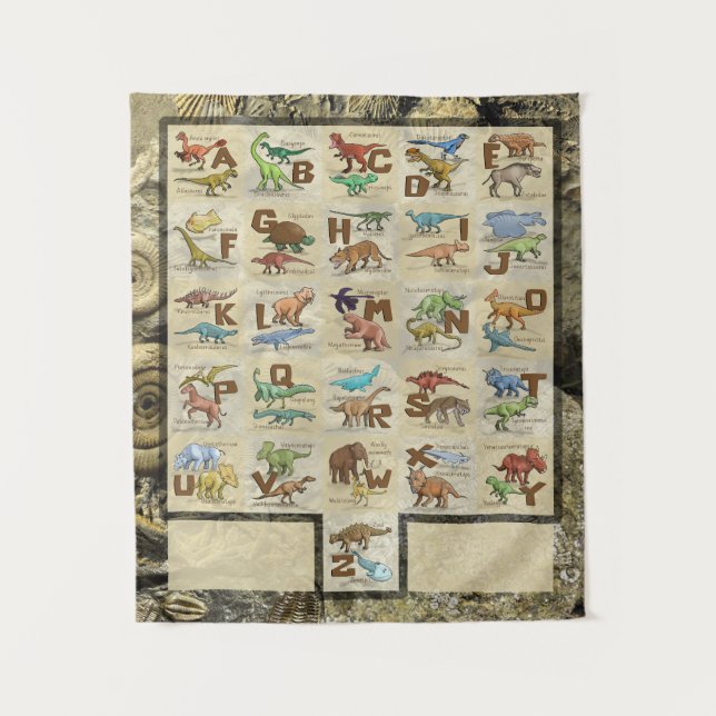 Prehistoric Animals - Dinosaurs, Mammals, Fish Tapestry (Front)
