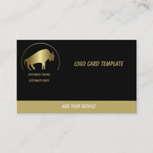 Prehistoric Animals Logo Gold Buffalo Business Card