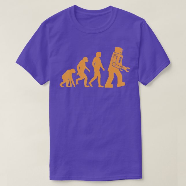 Prehistoric Ape to Monkey to Man to Robot Evolutio T-Shirt (Design Front)