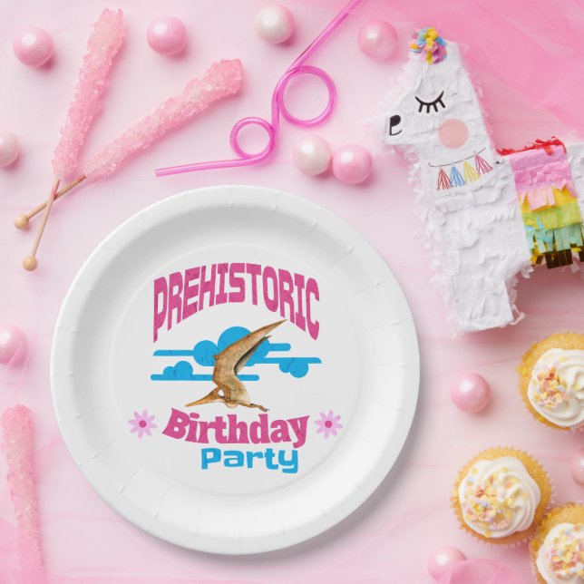 Prehistoric Birthday Party Funny Pterodactyl Paper Plate (Party)