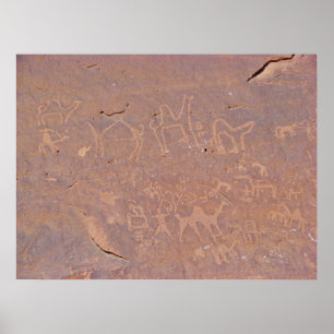 Prehistoric Carved Drawings In The Desert Poster