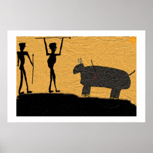 Prehistoric Cave Drawing Of A Hunt Poster