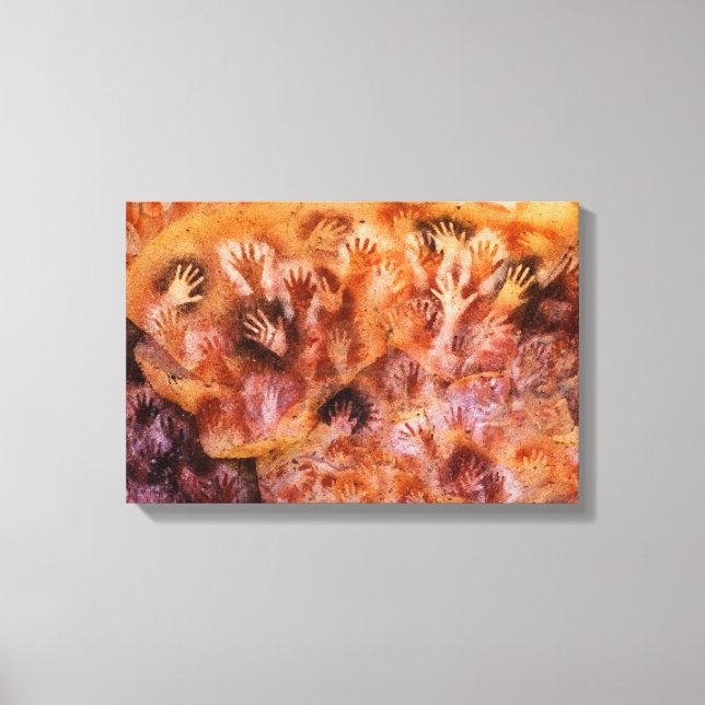 Prehistoric Cave Painting of Human Hands on Canvas (Front)