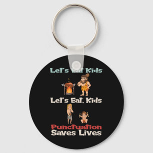 Prehistoric Cave People Lets Eat Kids Halloween Co Key Ring