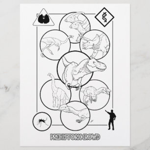 Prehistoric Crowd - Colouring page.