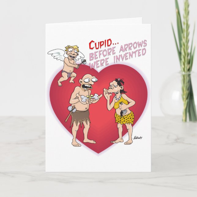 Prehistoric CUPID Valentine Holiday Card (Front)