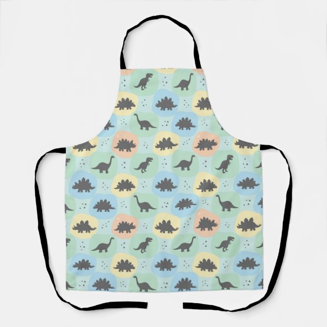 Prehistoric Dinosaur Silhouette Seamless Pattern Apron (Front)