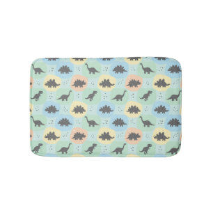 Prehistoric Dinosaur Silhouette Seamless Pattern Bath Mat