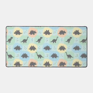 Prehistoric Dinosaur Silhouette Seamless Pattern Desk Mat