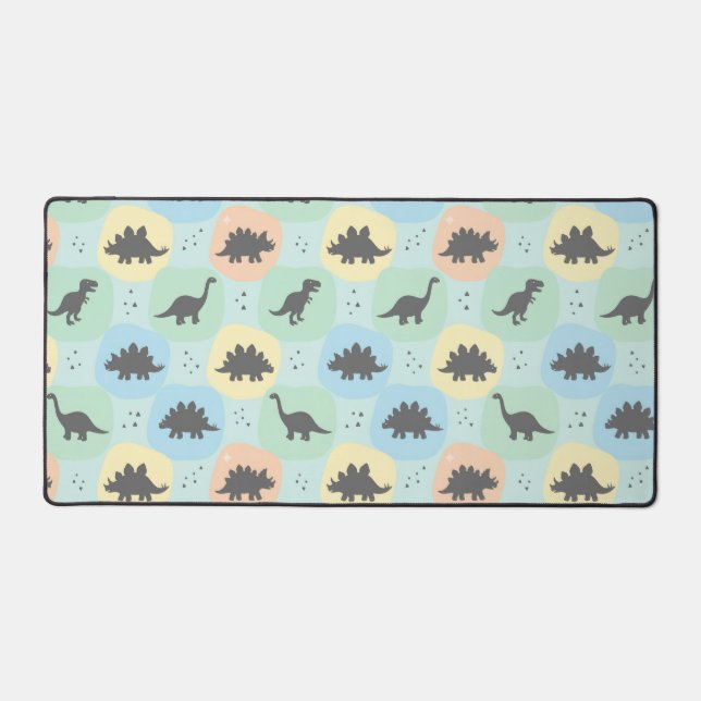 Prehistoric Dinosaur Silhouette Seamless Pattern Desk Mat (Front)