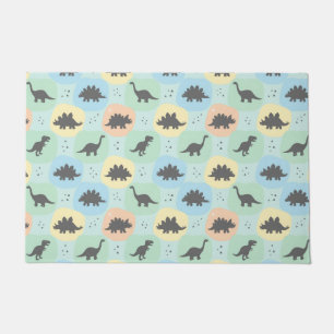 Prehistoric Dinosaur Silhouette Seamless Pattern Doormat
