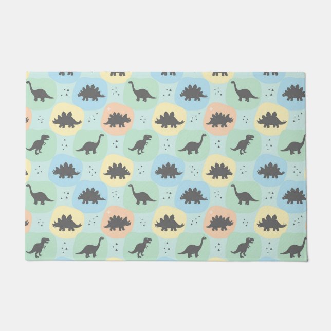 Prehistoric Dinosaur Silhouette Seamless Pattern Doormat (Front)