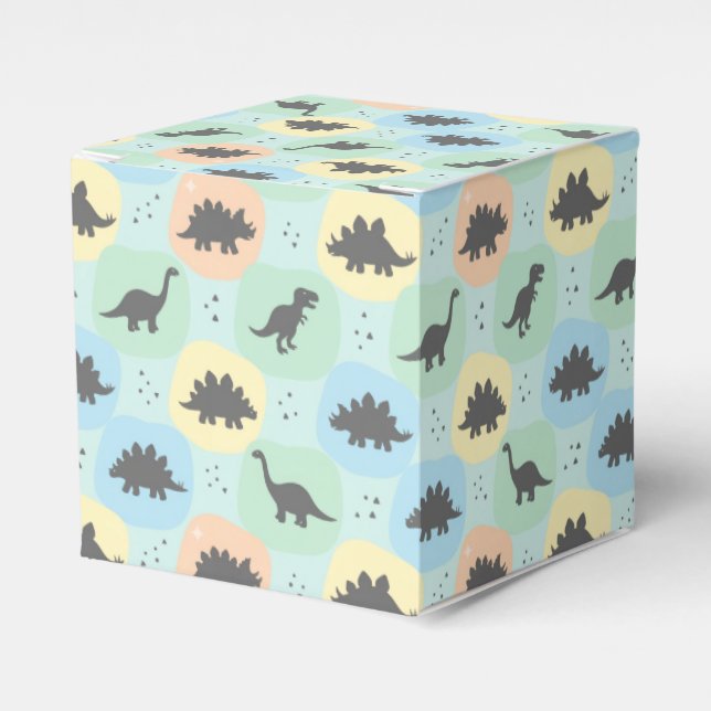 Prehistoric Dinosaur Silhouette Seamless Pattern Favour Box (Front Side)