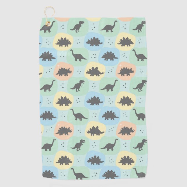 Prehistoric Dinosaur Silhouette Seamless Pattern Golf Towel (Front)