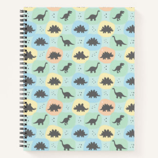 Prehistoric Dinosaur Silhouette Seamless Pattern Notebook