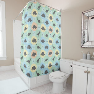 Prehistoric Dinosaur Silhouette Seamless Pattern Shower Curtain