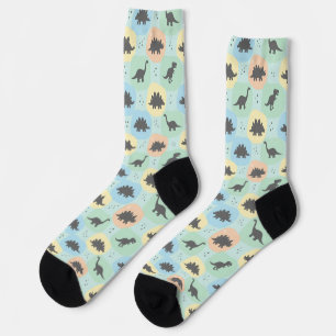 Prehistoric Dinosaur Silhouette Seamless Pattern Socks